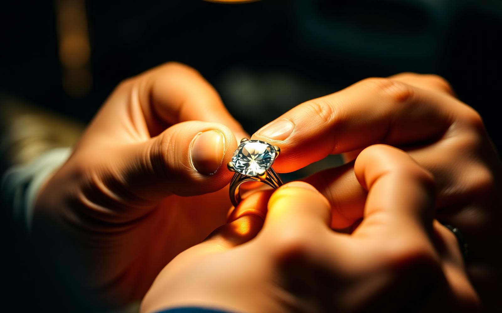 Master jeweler setting a moissanite stone